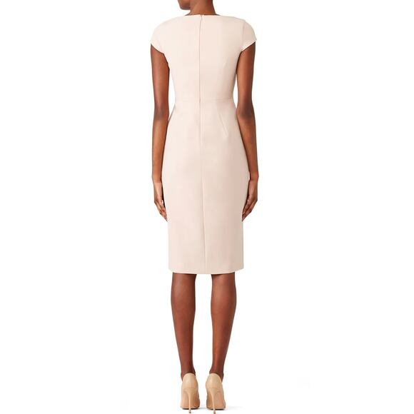 L.K. BENNETT Sissi Asymmetric Neck Knee Length Sheath Dress Pink/nude - Picture 12 of 13